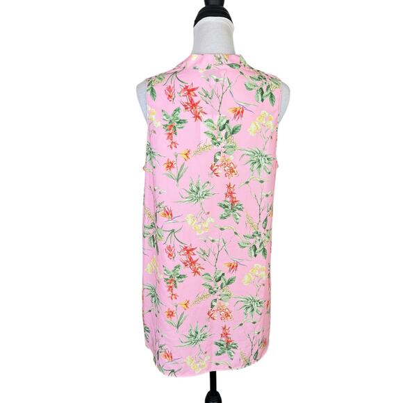 Gibson Latimer NWT Bubblegum Pink Floral Print Sleeveless Tunic Blouse Tank - Picture 2 of 13